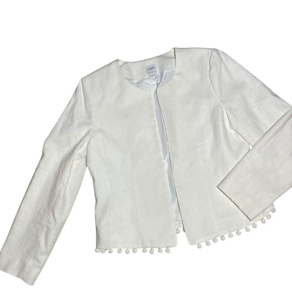 J. Crew Cropped Blazer Linen Blend Pom Pom - Picture 4 of 14